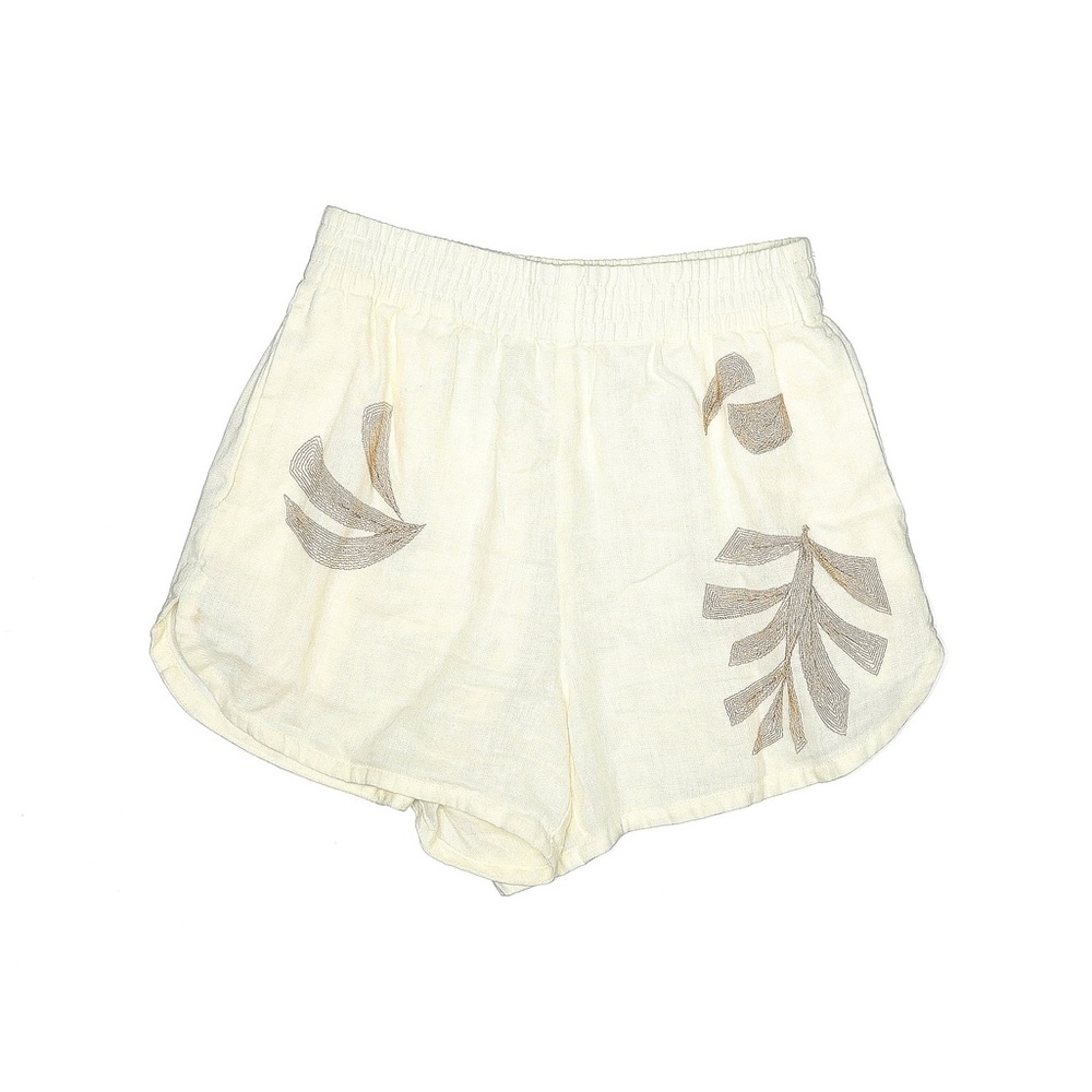 Madewell Cream Shorts with Gray Leaf Pattern